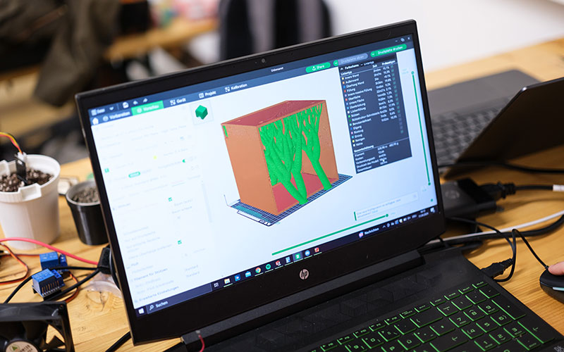 Laptopansicht mit zukunftsweisender Technologie