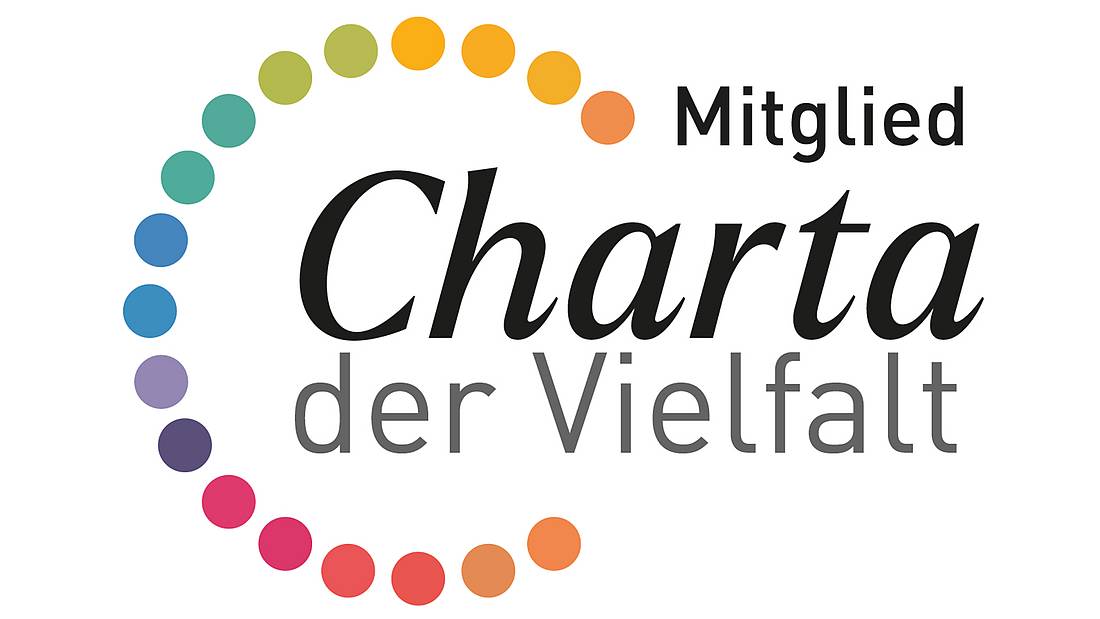 Logo mit der Aufschrift Mitglied Charta der Vielfalt